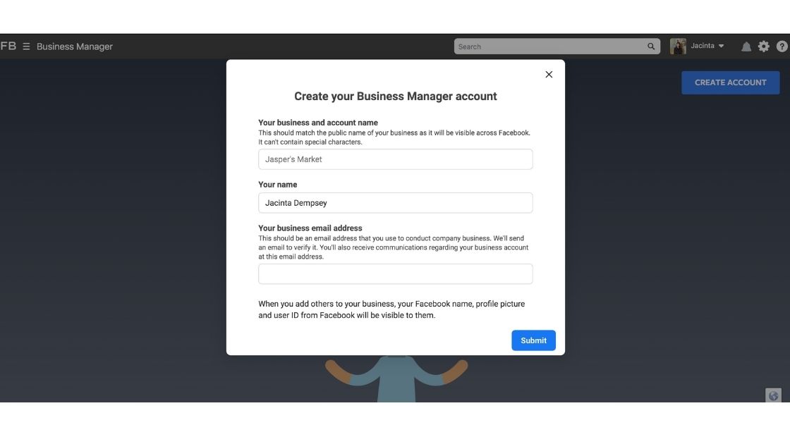 setting up business manager