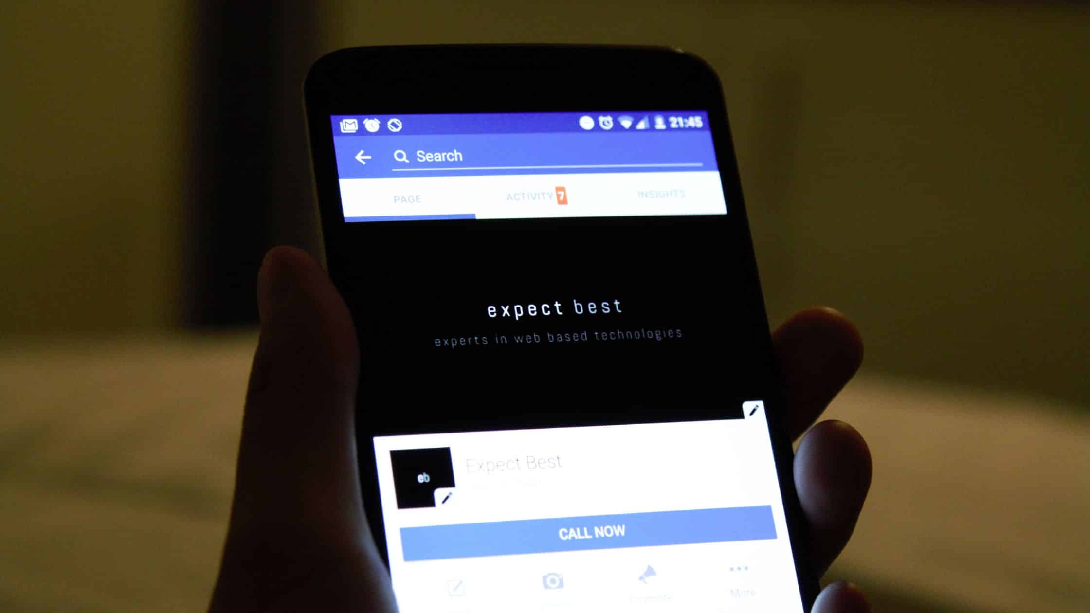 Facebook profile on a phone with the correct Facebook banner size